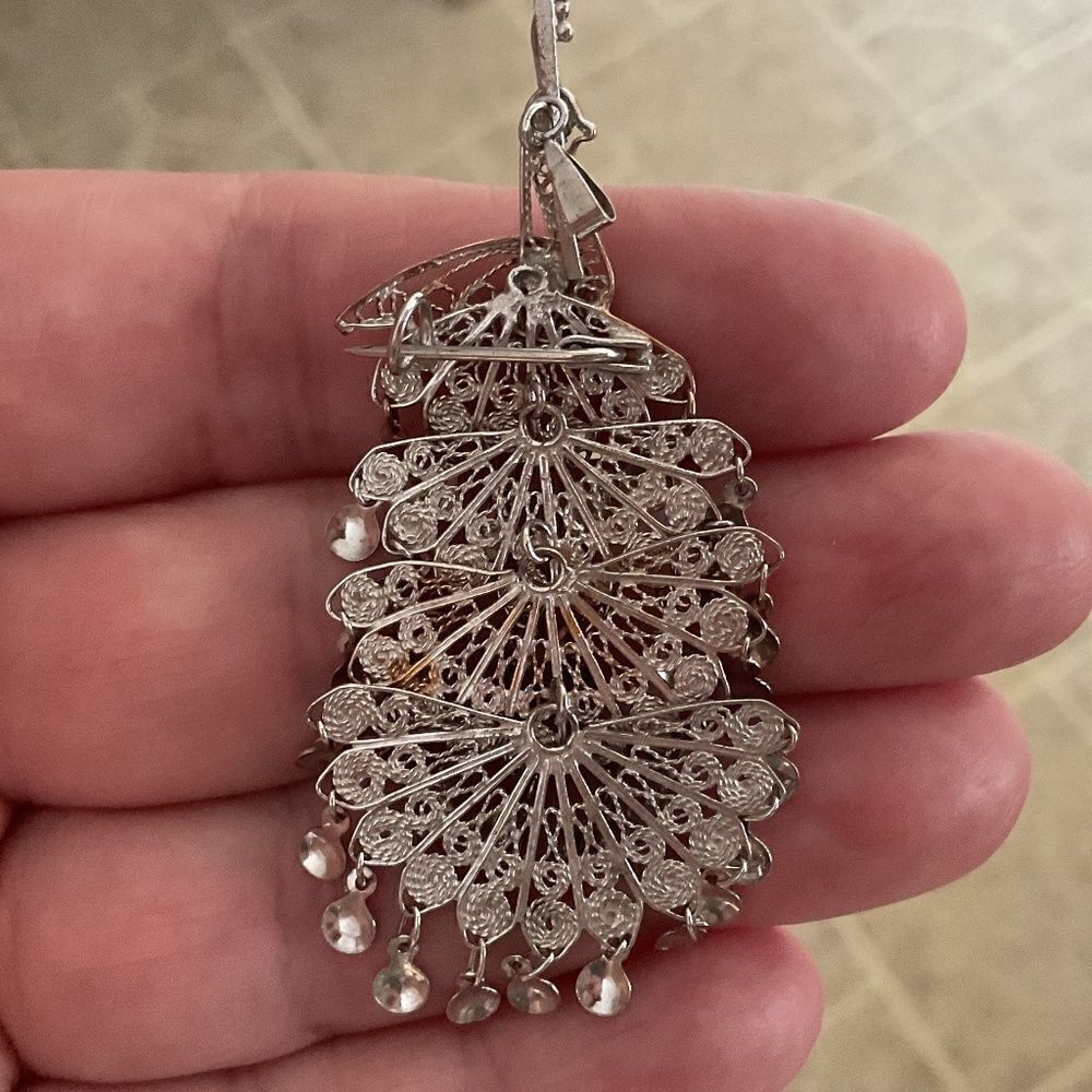 STERLING silver 925/Gold plated Peacock pendant/pin - Picture 9 of 14